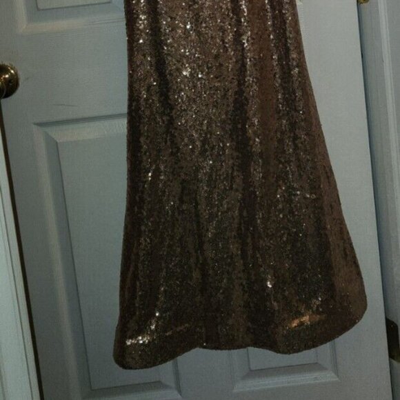 NWT Jump Apparel Gold Sequined Evening Dress Gown Juniors 3/4 Party Cocktail - Picture 3 of 7